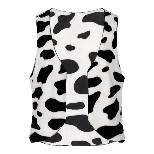 Mens Vest Coat Tops Flannel Cow Printed V Neck Sleeveless Waistcoat Costumes - Picture 9 of 24