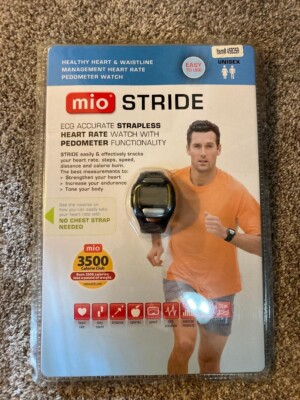 MIO Stride ECG Accurate Heart Rate Monitor Built in Pedometer Sport Watch, NEW