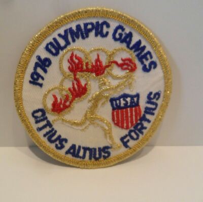 Vintage 1976 USA Olympic Games Patch - Citius Altius Fortius - Runner & Torch 