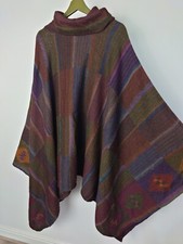 Spirit Of The Andes 100% Peruvian Alpaca Knit Poncho Draped Bohemian Ethnic 