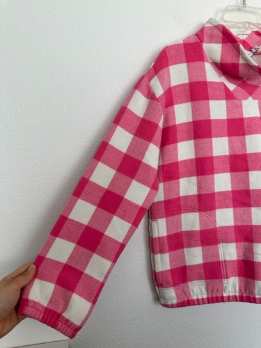 Vineyard Vines Gingham Mock Neck Sweater Pink White Checkered Girl's Size L (14) - Picture 3 of 9