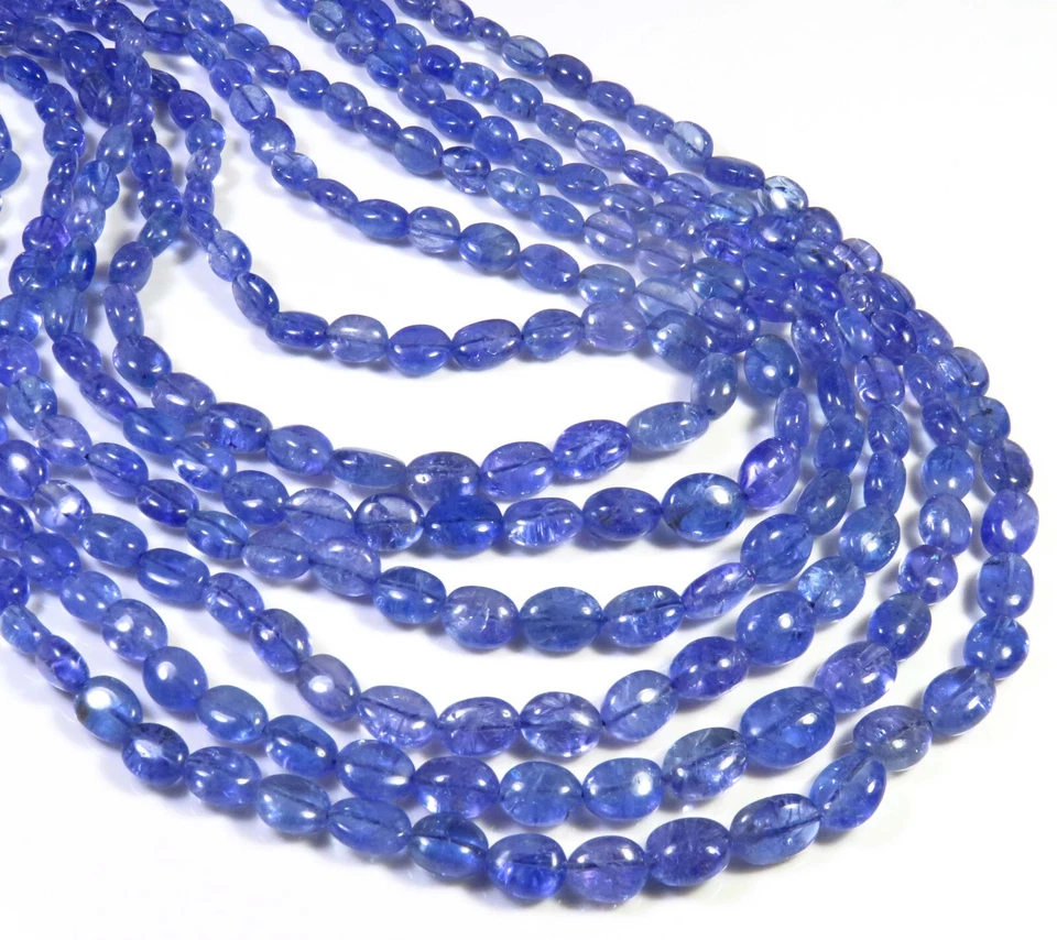 Top Grade Natural Blue African Tanzanite Smooth Oval Gems Beads 5-9mm GV-4295 - Image 4 of 4