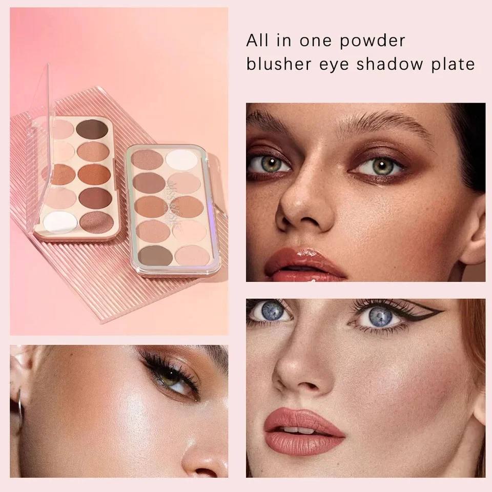10 Colors Nude Highlighter Contour Palette Makeup Bronzer Powder Highgloss Palet - Image 4 of 4