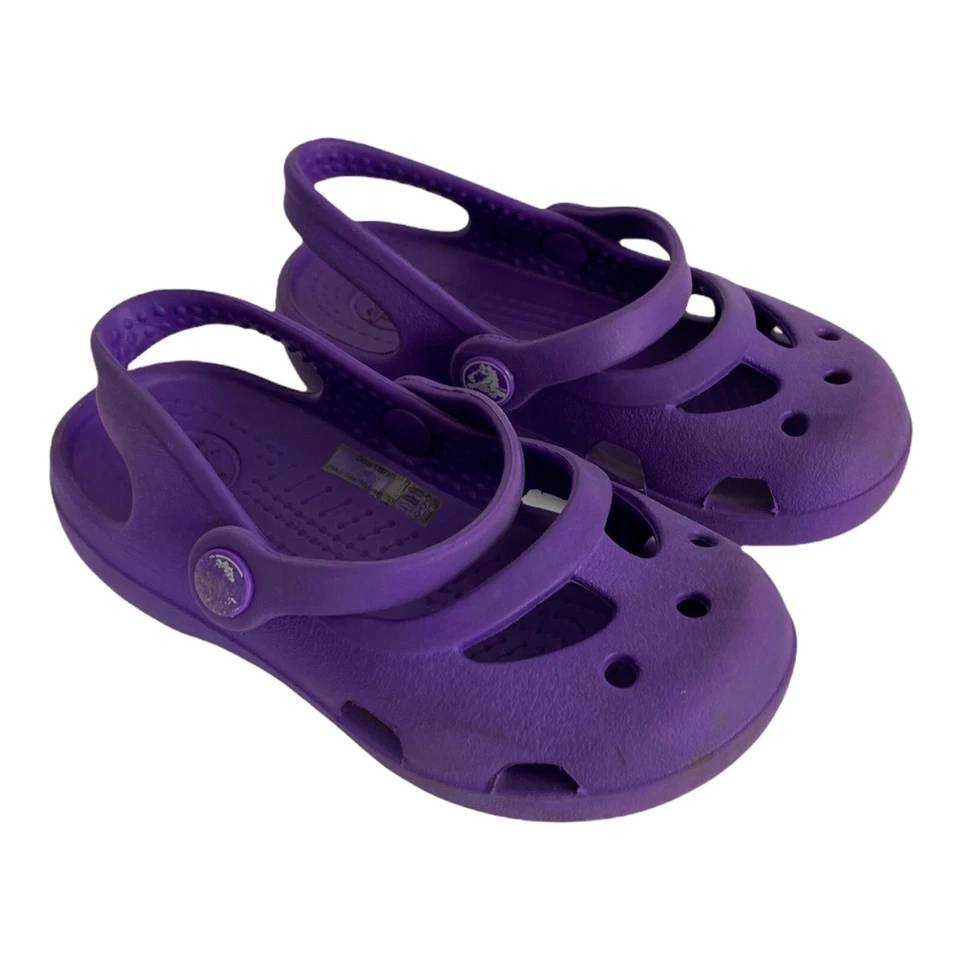 Sandalias Crocs Bebé Niñas Púrpura Puntera Redonda Sin Cordones Correa Superior C 7 Foto 2 de 4