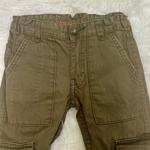 Zadig & Voltaire Skinny Cargo Pants Embroidered Wolf Army Green Kids Sz 4T - Picture 4 of 11