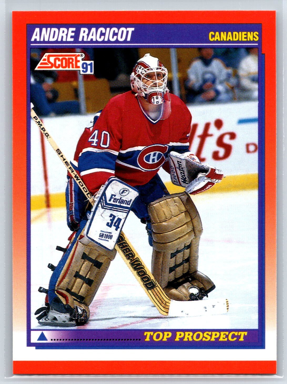 1991-92 Score Canadian Bilingual Andre Racicot Rookie Montreal Canadiens RC #285