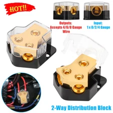 Car Audio Splitter Amp Power 0/2/4 Gauge In 4/6/8 Gauge Out Distribution Block
