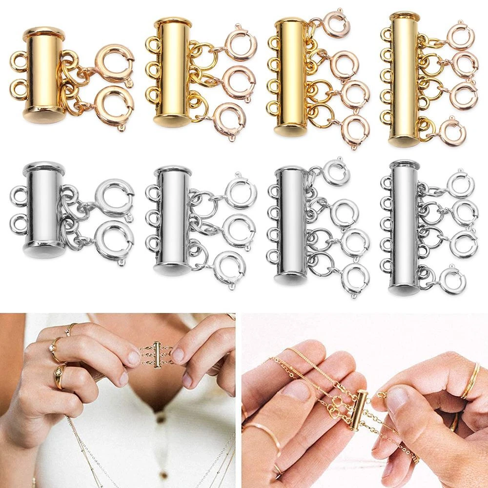 Slide Clasp Lock Necklace Spacer Clasp Jewelry Clasps Tube Lock Connectors