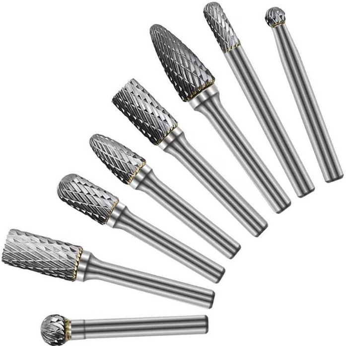 8Pcs Tungsten Carbide Burrs 8mm Rotary Burr Set Head 1/4'' Shank Die Grinder Bit