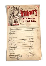 c.1900 Wilbur's Chocolate Cocoa Advertising Letterhead sign ephemera 