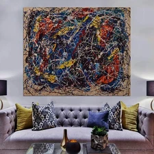 Jackson Pollock style￼ canvas painting￼ 72” X 60”(6ftX5ft)Abstract,XL,Modern