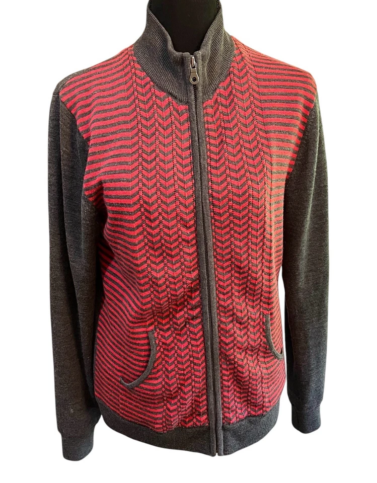 Jaqueta suéter Sunice Windstopper feminina grande lã Chevron forrada com zíper - Imagem 2 de 4