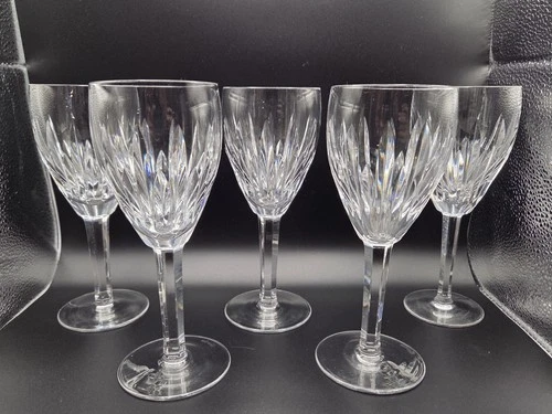 Five (5) Waterford Crystal  Carina Pattern  7 1/8" Wine Claret Glasses  Vintage