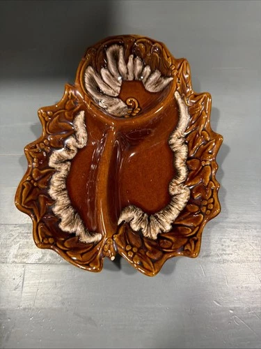 Hull USA Brown Drip/Mirror Brown/House & Garden Divided Server (Vintage,Ceramic)
