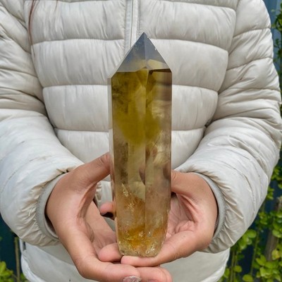 1.4LB Natural Citrine Crystal Obelisk Tower Wand Point Reiki healing