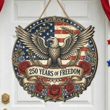 Years Freedom Patriotic Wall Sign with Rope Home Decor Gift Idea