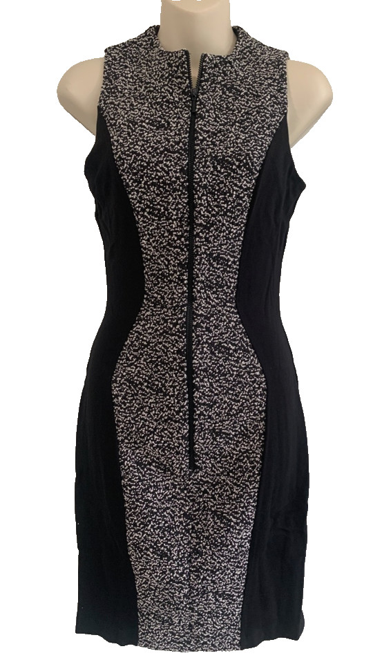 CUE IN THE CITY Dress Bodycon Corporate Workwear Classic Black Illusion 6 S XS