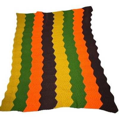Granny Chevron Pattern Throw Blanket Roseanne retro crotchet MCM mod retro 72x64
