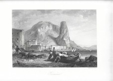 TERRACINA LATINA INCISIONE DI T. JEAVON.S DELLA META' DELL'800 FOGLIO MIS.34X24