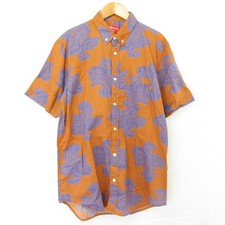 Supreme Paisley S/S Shirt, short-sleeved button-down shirt, M, brown. mens USED