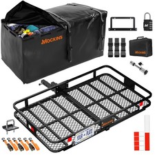 Mockins 60x36x6 Tow Hitch Cargo Carrier With 35 Cu.ft. Cargo Bag License Pla
