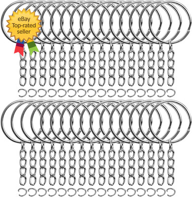 50PCS Bulk Keychains Set Split Keychains Rings with Chain 1 Inch Key Rings