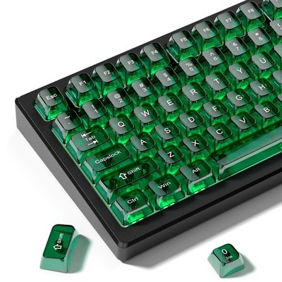 Dark Green Clear Crystal Jelly Keycaps MDA Profile Shine Through