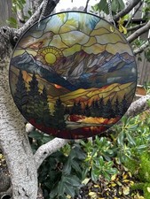 Mountain Range Stained Glass Suncatcher, Window Hanging Decor
