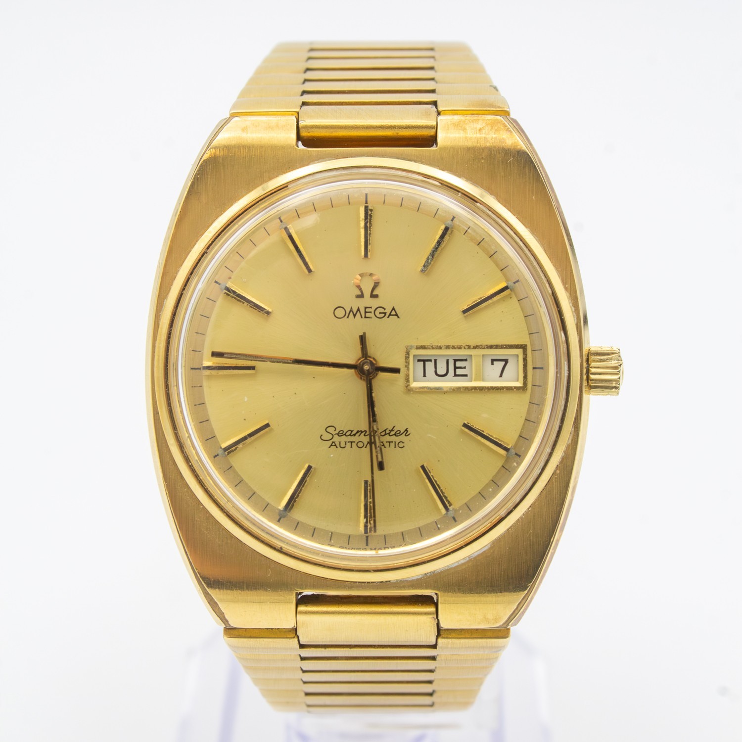 - OMEGA Gold Watch Day-Date Vintage Spares/Repairs Seamaster Automatic - Plated - vintagewatches.pk