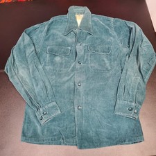 Vintage Teal 50s Towncraft Corduroy Shirt Mens Sz S 19x25