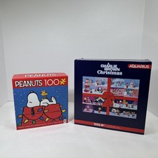2 Peanuts Snoopy Charlie Brown Christmas Puzzles 100 and 1,000 Piece Sealed