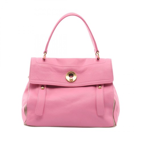YVES SAINT LAURENT Muse Two Handbag 229680 leather canvas Pink Beige Used Women