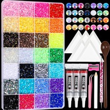 Bedazzling Kit 28 Colors Rhinestones Kit, 30000Pcs Flatback Rhinestones for B...