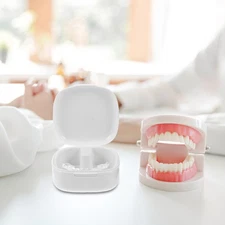 3 Pcs Portable Denture Soak Box Case for Soaking Breathable Retainer