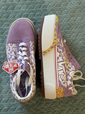 Vans Old Skool Stacked Platform Shoe Sneaker Wavy Daze Lilac Purple Womens 5.5