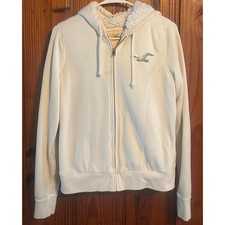 Y2K Hollister Sherpa Lined Hoodie women s full zip bling cream size medium