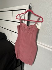 Fashion Nova Pink Solid Bodycon Mini Dress Adjustable Spaghetti Straps