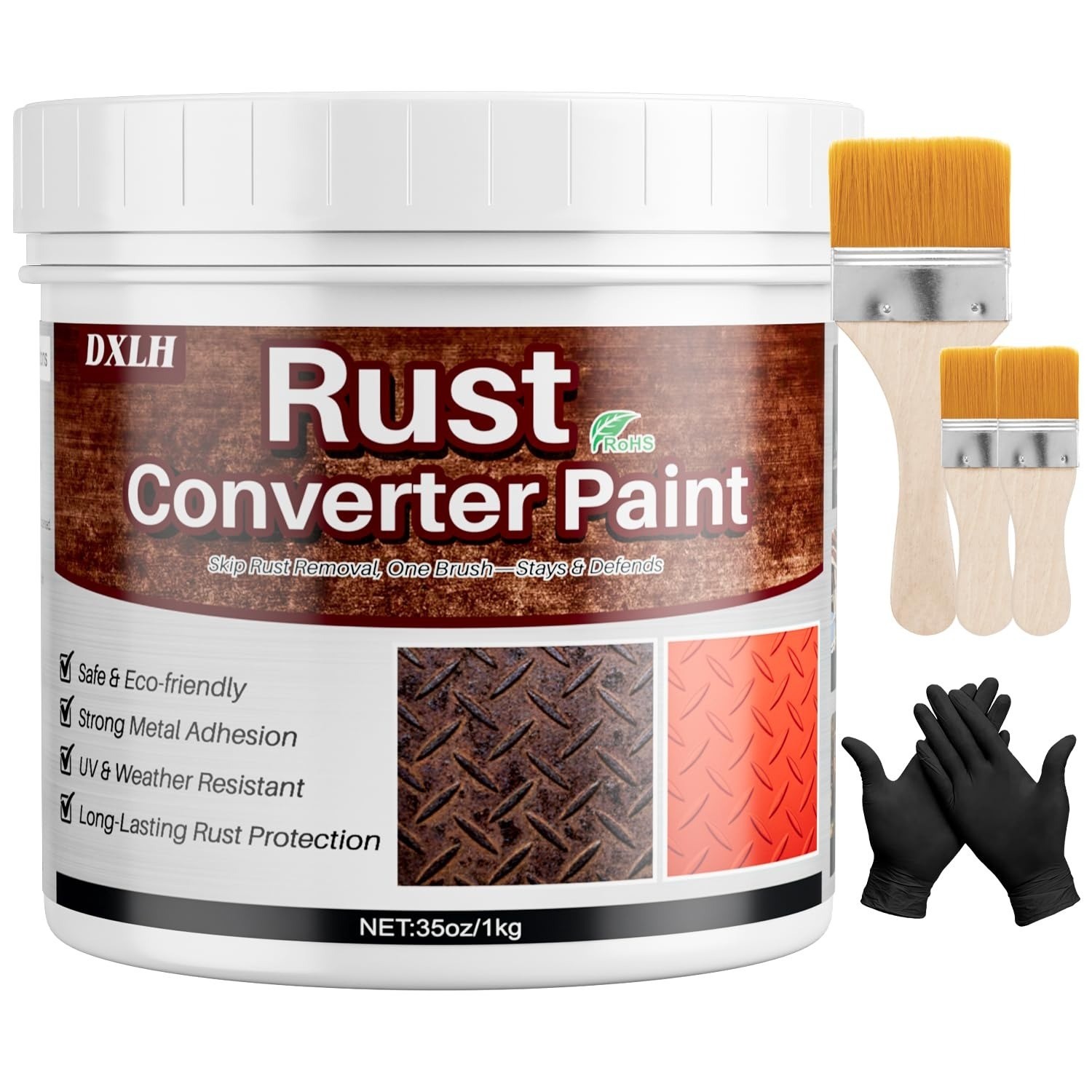 Rust Color Metal Barn Rosemeek 2 in 1 Rust Converter & Metal Primer Paint, UV Resistant Rust ...