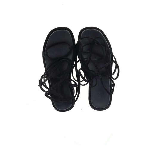 Khaite Alba Strappy Chunky Flat Sandals In Suede Women Black Size 37 - Picture 9 of 12