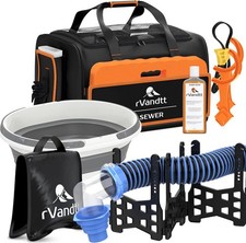 RV Sewer Accessories Kit - 15ft Sewer Hose w/4in1 Adapter, Stand, Collapsible