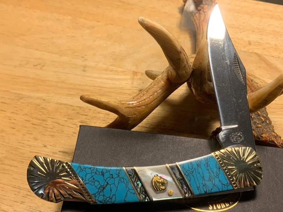 Navaja de bolsillo Frost Silver Horse multicolor Stone Lockback 5" FSHS549TUR Foto 3 de 4