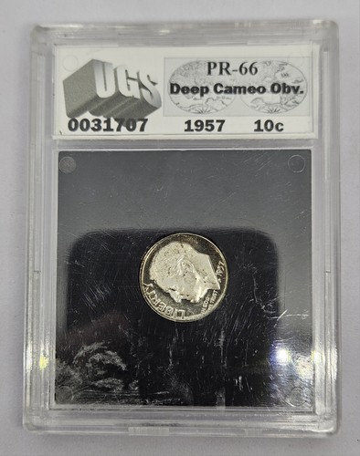 1957 Roosevelt Silver Dime UGS PR66 Deep Cameo Obverse