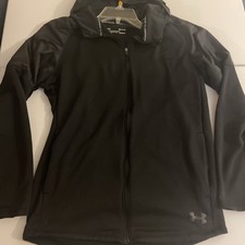 Under Armour Hoodie Men's Small Black ColdGear Full Zip Jacket Loose Fit