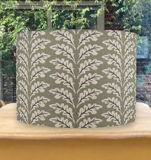 Image of Sage Oak Leaf Botanical Lampshade Foliage Pattern Ceiling Pendant Drum Shade