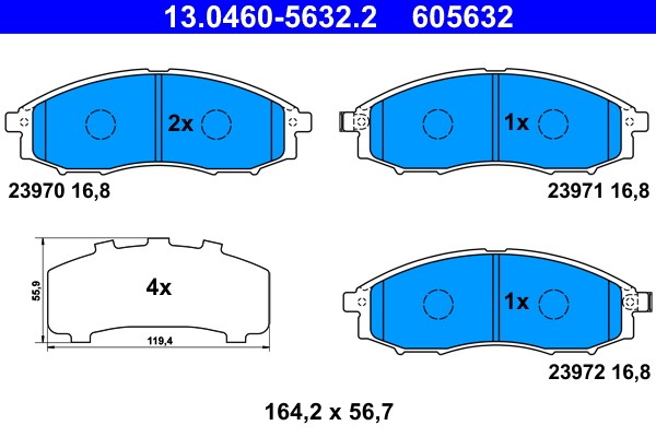 Front ATE 13.0460-5632.2 Brake Pad Set, disc brake for NISSAN