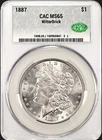 1887 MORGAN SILVER DOLLAR CACG MS65 BRIGHT WHITE COIN WITTERBRICK