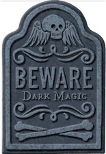 Beware Dark Magic Small Tombstone Graveyard Display Halloween Decoration