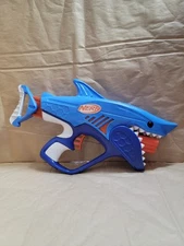 The Nerf Wild Sharkfire Blaster is a toy gun, comes with 10 nerf darts.