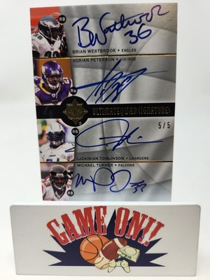 2009 UD Ultimate #Q-TPWT Westbrook Peterson Tomlinson Turner /5 Quad Auto BUF sc