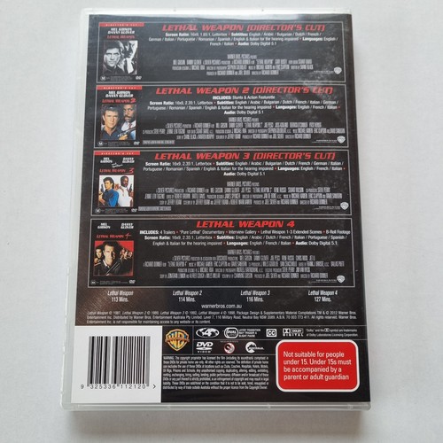 Lethal Weapon | 4-Movie Collection (DVD, 4-Disc) Region 4 (Mel Gibson, Danny Glo - Picture 2 of 6